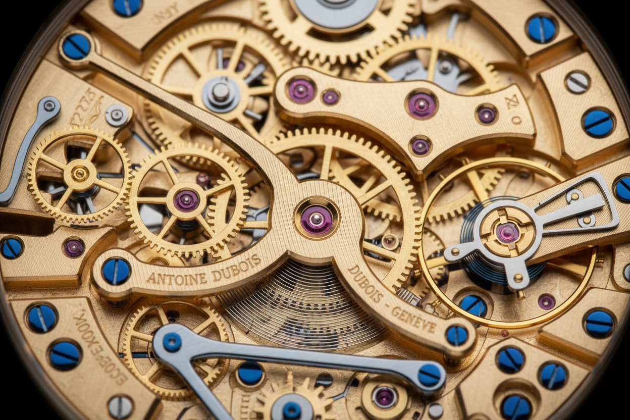 erstell mir ein bild von dem inneren eines uhrwerks